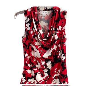 Josephine Studio Petite Cowl Neck Sleeveless Top,Size PXS, Red/Black Floral